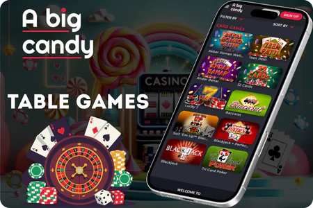 Big Candy Casino blackjack roulette table games selection